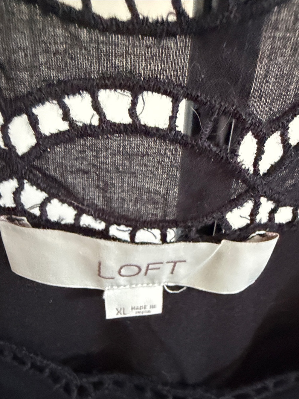 LOFT Black Crochet Yoke Sleeveless Camisole Top - Picture 2 of 4